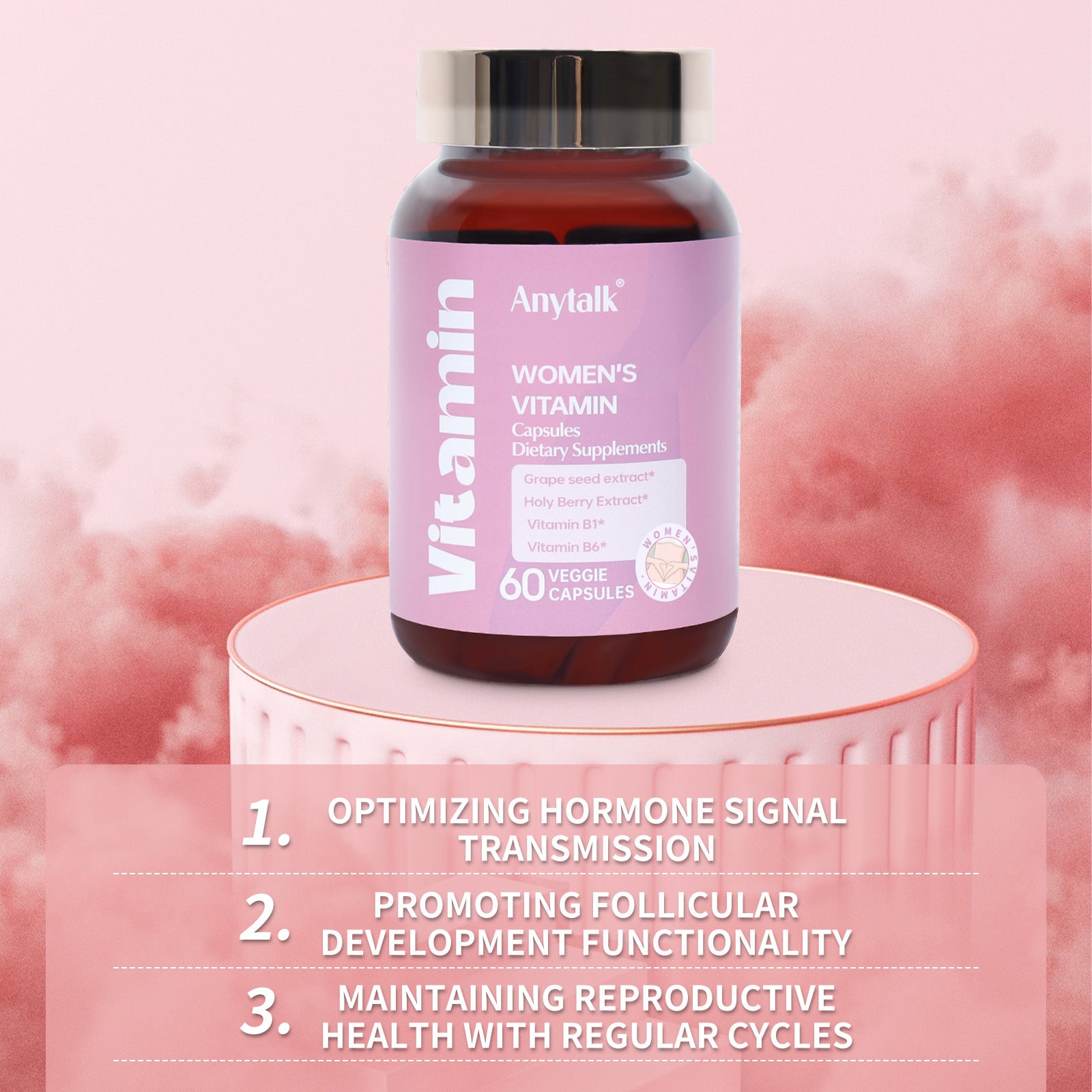 Women’s Skincare Vitamin Capsules deliver essential vitamins to nourish and revitalize the skin.